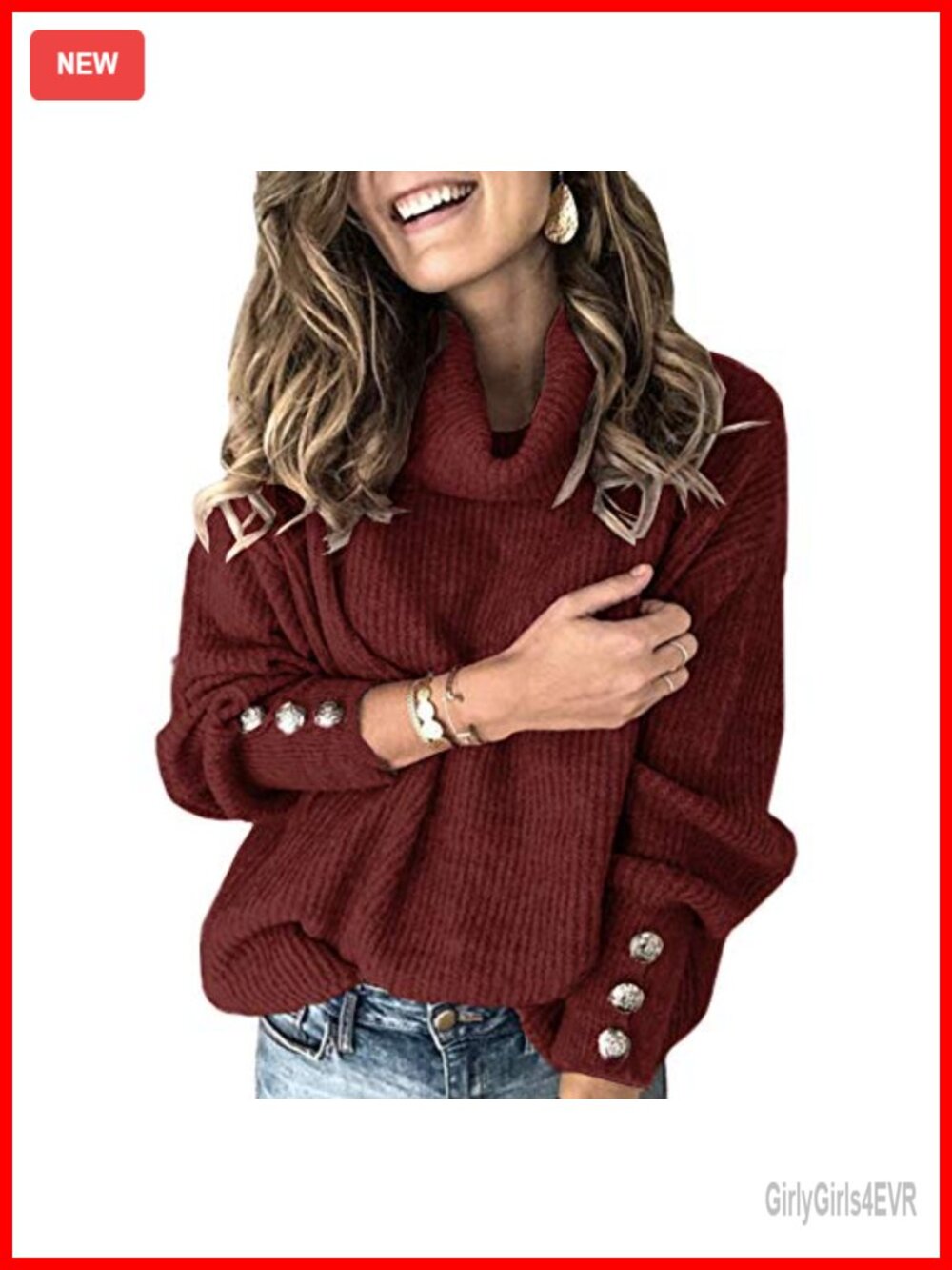 Women's Oversized Slouchy Knit Sweater Cowl Neck Long Sleeve Winter Pulllover